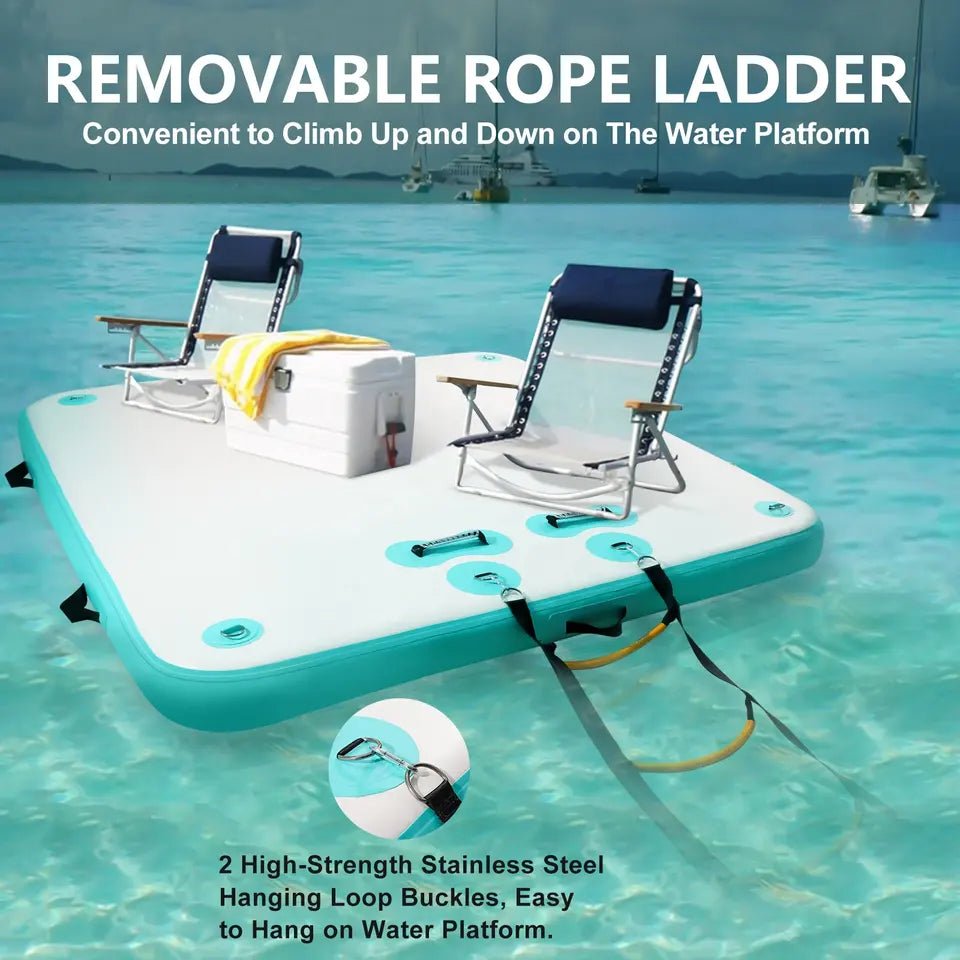 Inflatable Floating Dock with Pump-10Ftx10Ft - Sunzout Outdoor Spaces LLC
