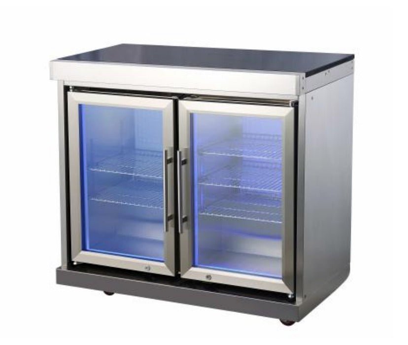 L Shaped Stainless Steel Modular Outdoor Kitchen, 138 inch by 57 inch with Grill, , Sink, Double Refrigerator and Storage - Sunzout Outdoor Spaces LLC