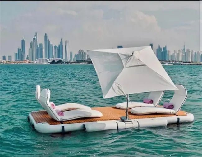 Outdoor Inflatable Island, Floating Raft or Jet Ski Dock with Ladder - Sunzout Outdoor Spaces LLC