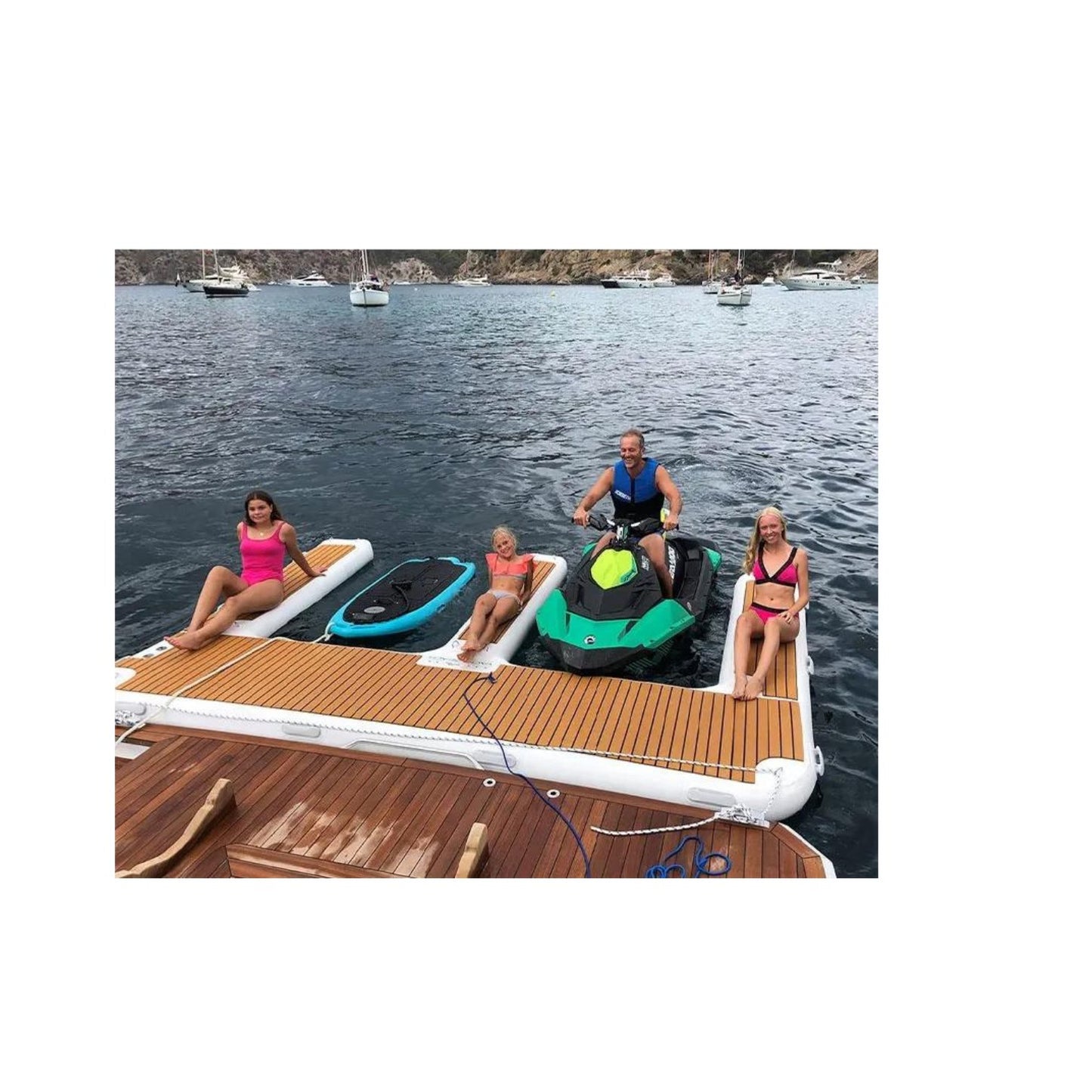 Outdoor Inflatable Island, Floating Raft or Jet Ski Dock with Ladder - Sunzout Outdoor Spaces LLC