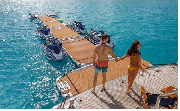 Outdoor Inflatable Island, Floating Raft or Jet Ski Dock with Ladder - Sunzout Outdoor Spaces LLC