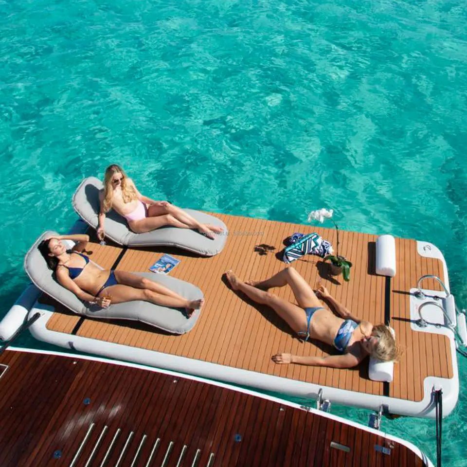 Outdoor Inflatable Island, Floating Raft or Jet Ski Dock with Ladder - Sunzout Outdoor Spaces LLC