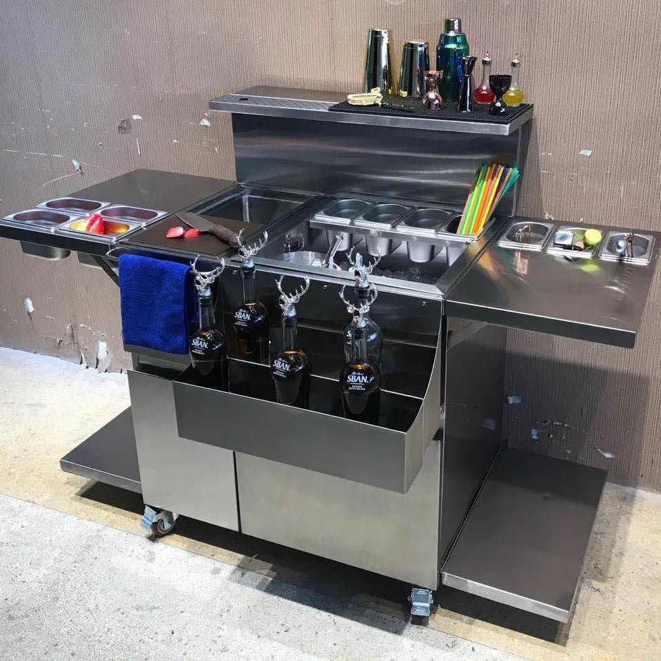 Outdoor Stainless Steel All In One Bart Cart w/ Wheels - Sunzout Outdoor Spaces LLC