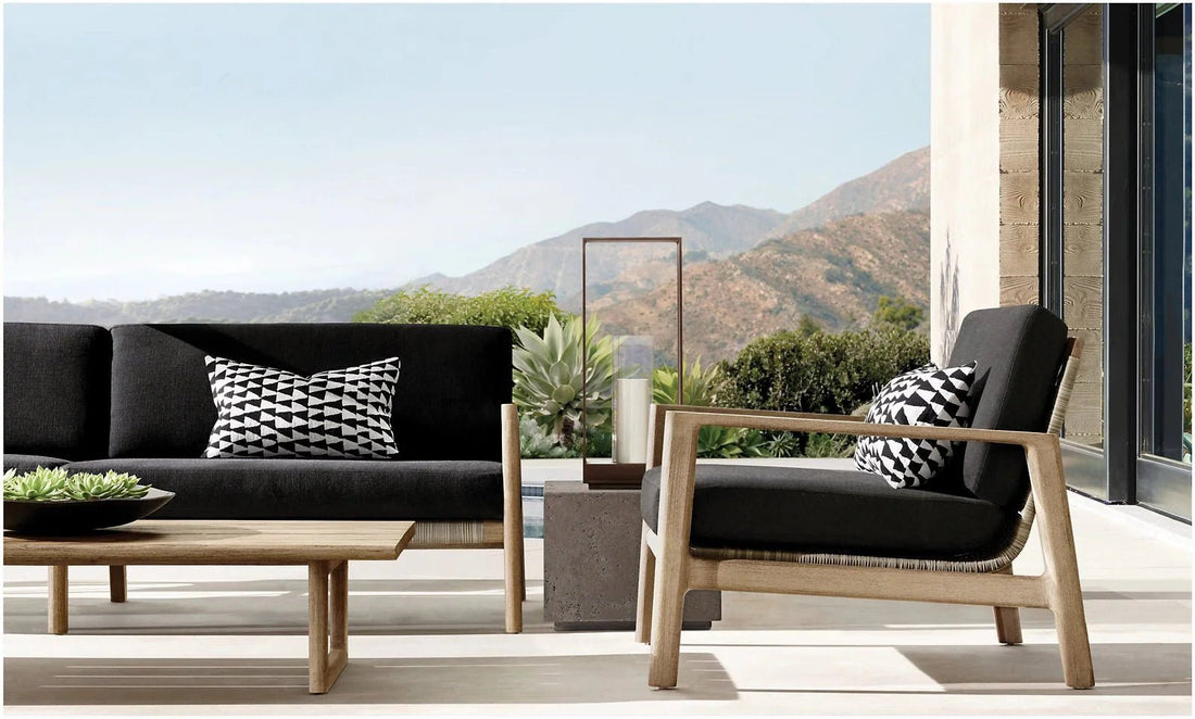 Bonita Springs Collection Teak Sofa Sets and Sunzout Motorized Pergolas Enhance Backyard Dining Experiences - Sunzout Outdoor Spaces LLC