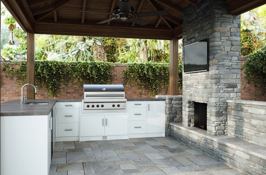 Weatherstrong Composite L-Shaped Outdoor Kitchen Pre- Assembled Cabinet Set