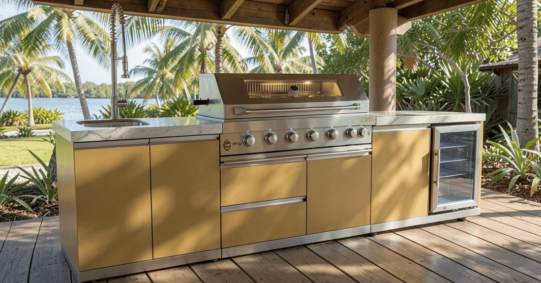 Enhance Your Backyard Oasis with Stainless Steel Modular Kitchens and Sunzout Motorized Pergolas Featuring Aluminum and Teak Sofa Sets - Sunzout Outdoor Spaces LLC