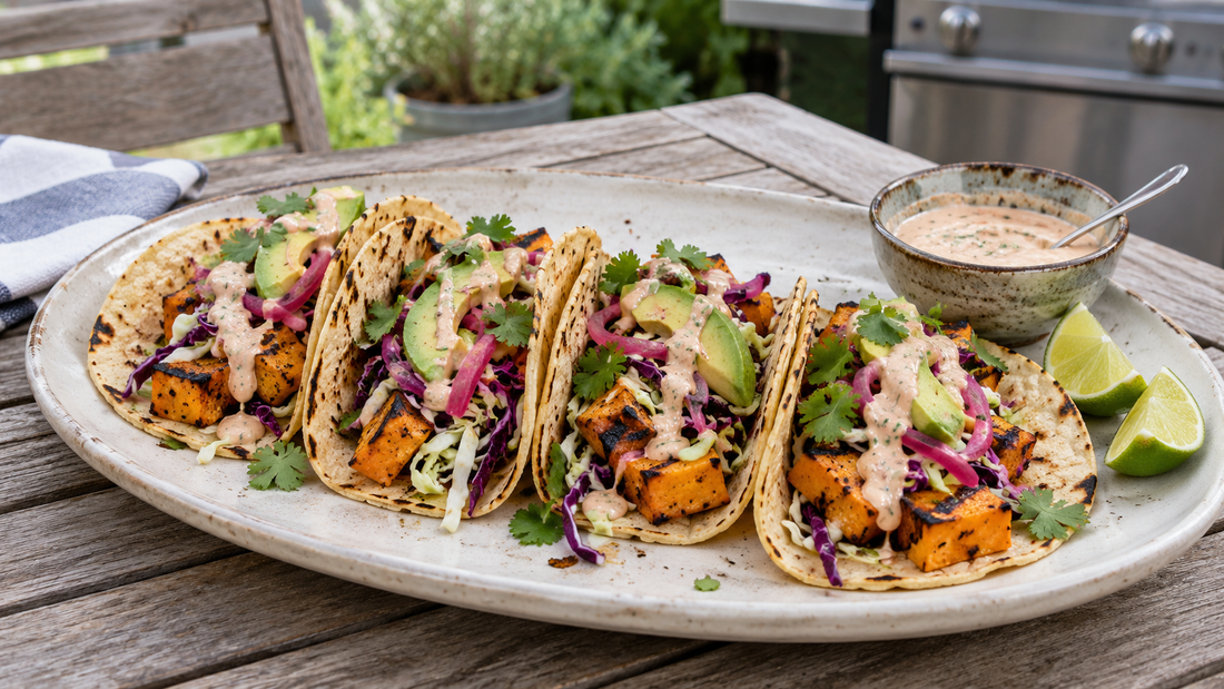 Grilled Butternut Squash Tacos With Chipotle-Lime Crema - Sunzout Outdoor Spaces LLC
