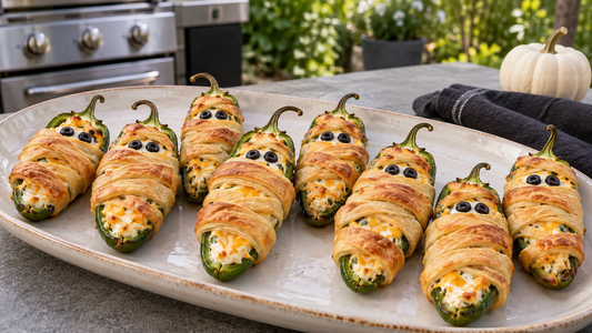 Halloween Mummy Jalapeño Poppers: An Easy Grilled Party Appetizer - Sunzout Outdoor Spaces LLC