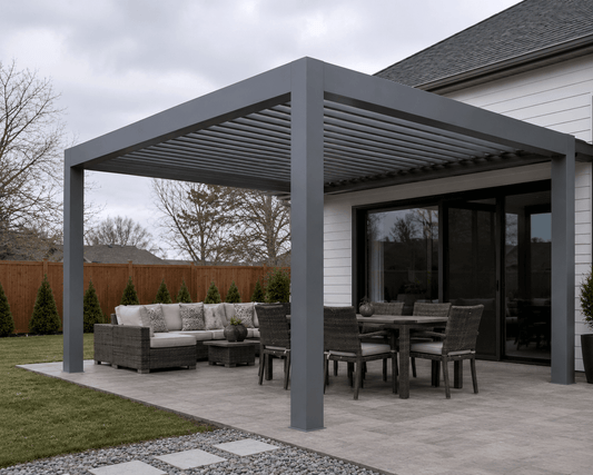 Maximize Comfort with Sunzout Motorized Pergolas from Aluminium Designs Complementing Modular Kitchen Setups and Sofa Style Selections - Sunzout Outdoor Spaces LLC