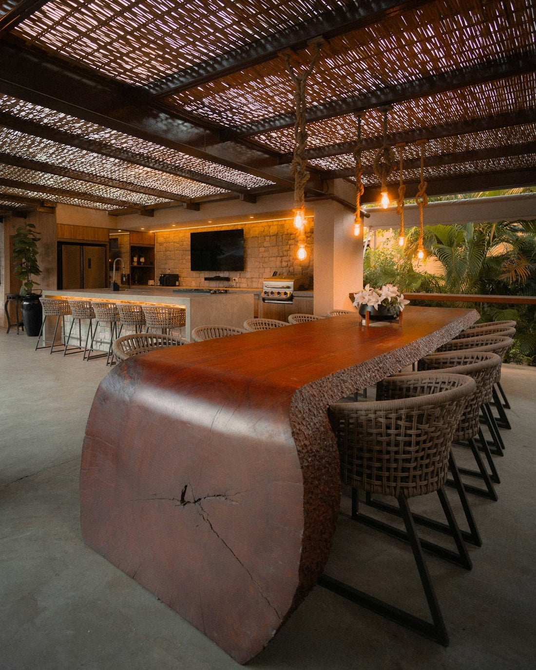Maximize Your Outdoor Space with Sunzout's Stainless Steel Outdoor Kitchen and Motorized Aluminum Pergolas Featuring Teak and Aluminum Sofa Sets - Sunzout Outdoor Spaces LLC