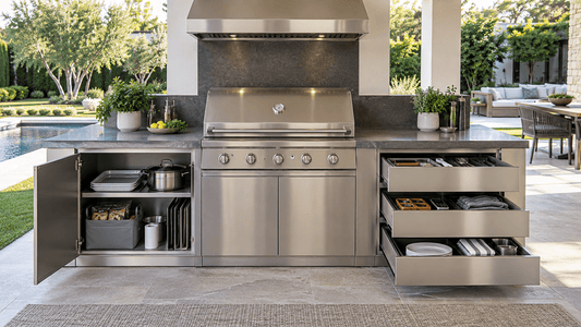 Outdoor-Kitchen Access Doors vs. Storage Drawers: Which Do You Need? - Sunzout Outdoor Spaces LLC