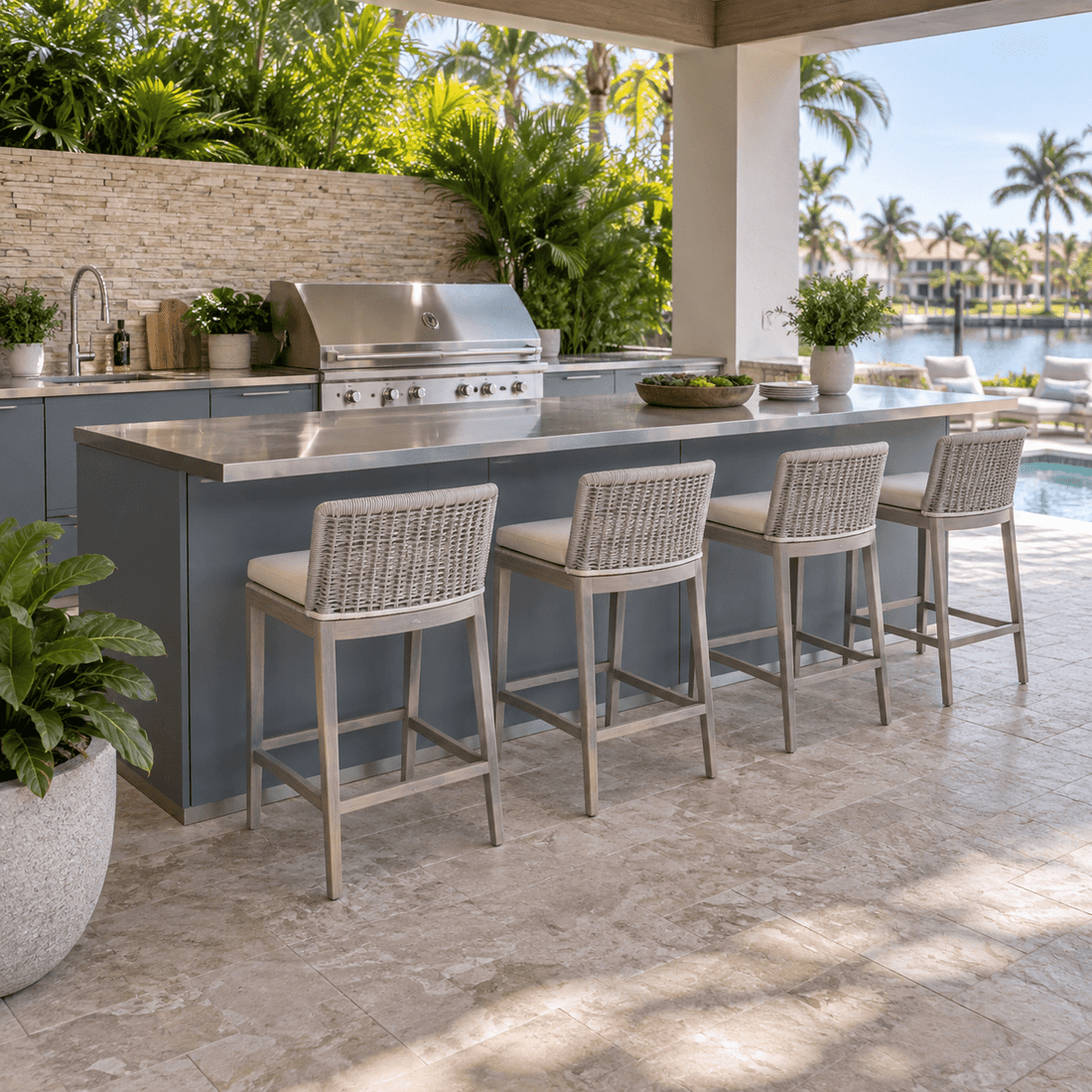 Outdoor-Kitchen Seating Guide: How Much Space Does Each Bar Stool Need? - Sunzout Outdoor Spaces LLC