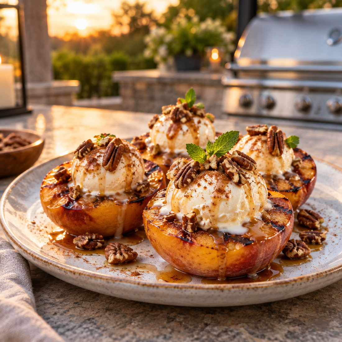 Peach Perfection: Grilled Cinnamon-Sugar Peaches à la Mode - Sunzout Outdoor Spaces LLC