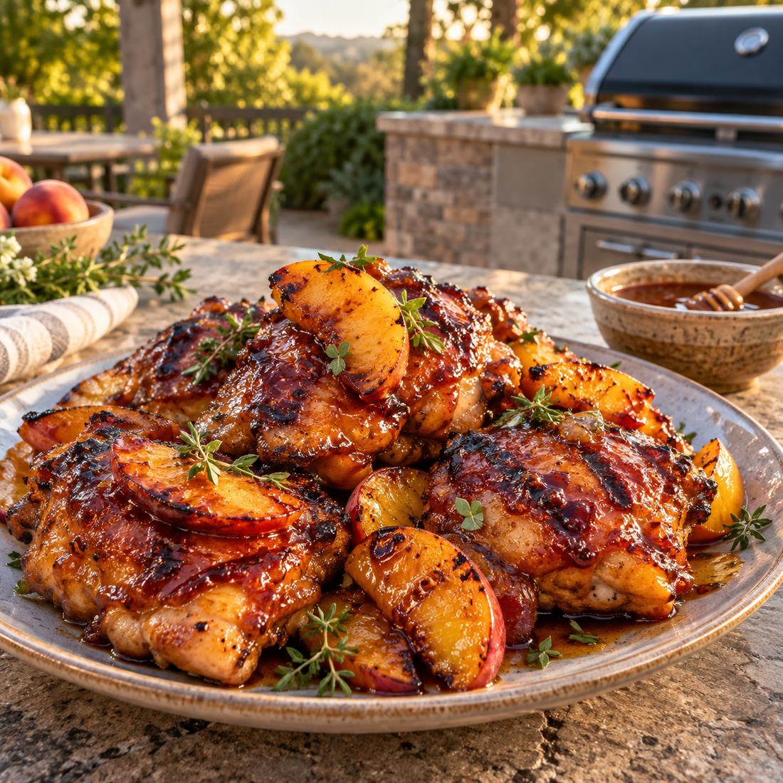 Sweet Heat on the Grill: Hot Honey Peach BBQ Chicken - Sunzout Outdoor Spaces LLC