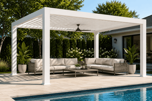 Upgrade Your Backyard Oasis with Sunzout: The Art of Combining Motorized and Aluminum Pergolas with Stainless Steel Outdoor Kitchens and Stylish Sofa Sets - Sunzout Outdoor Spaces LLC