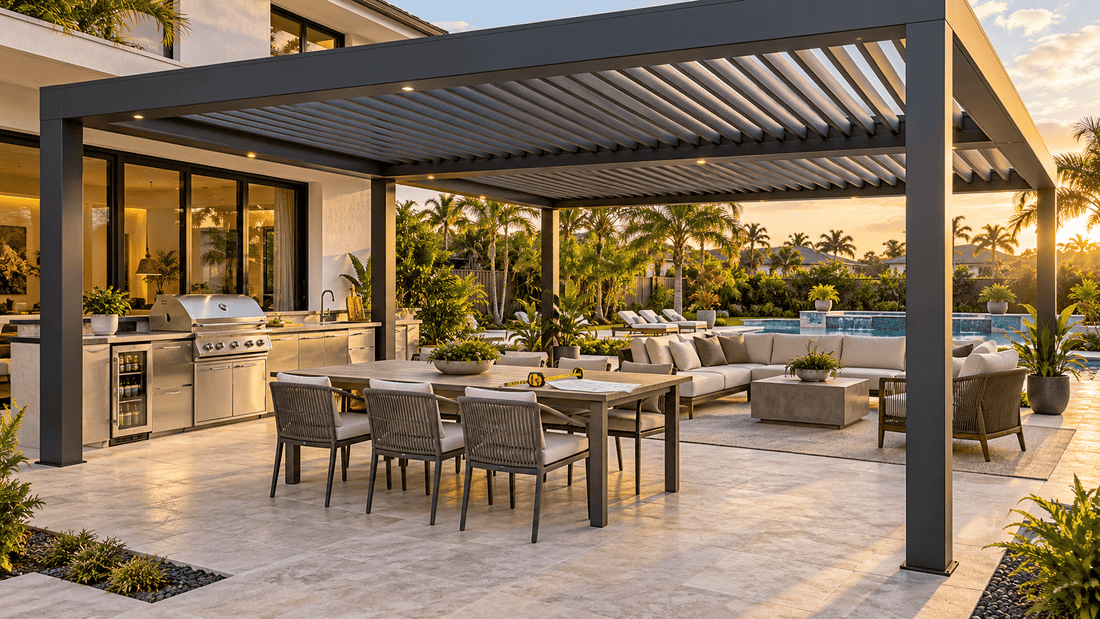 What Size Pergola Do I Need? How to Plan Space for Cooking, Dining and Relaxing - Sunzout Outdoor Spaces LLC