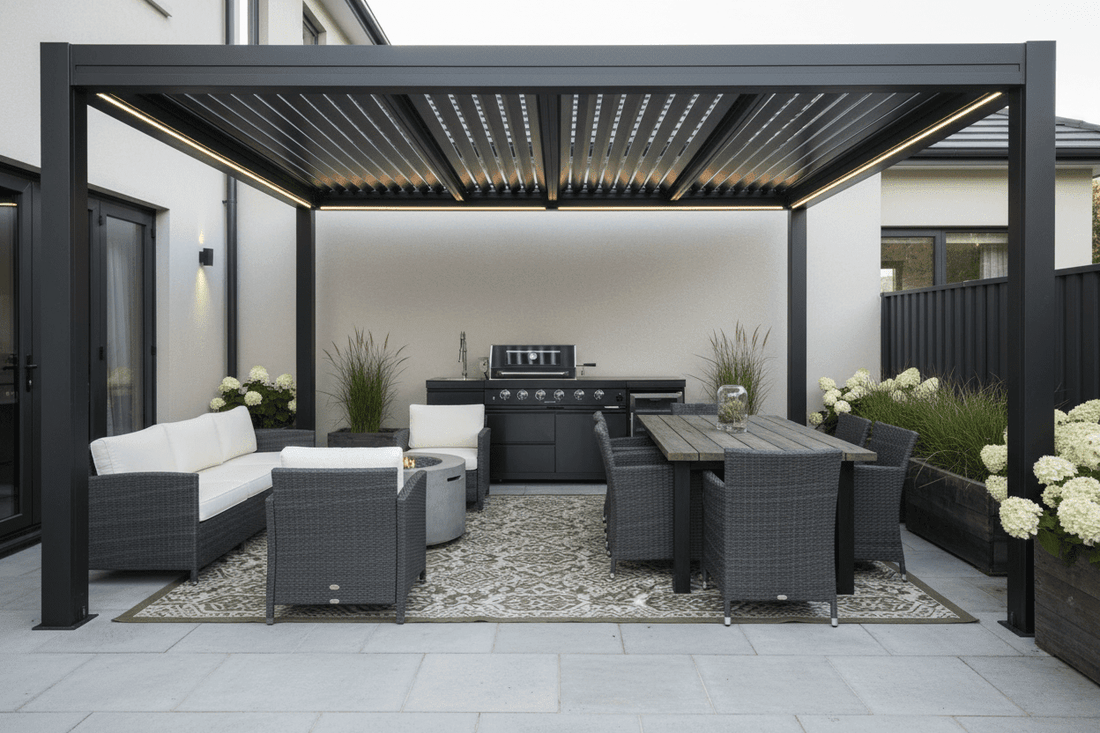Who Makes the Best Aluminum Motorized Pergola in Custom Size? - Sunzout Outdoor Spaces LLC