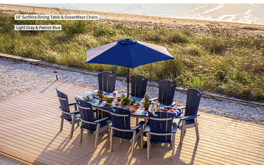 10' SurfAira Dining Height Table Set with OceanWavz Chairs (Seats 8) - Sunzout Outdoor Spaces LLC