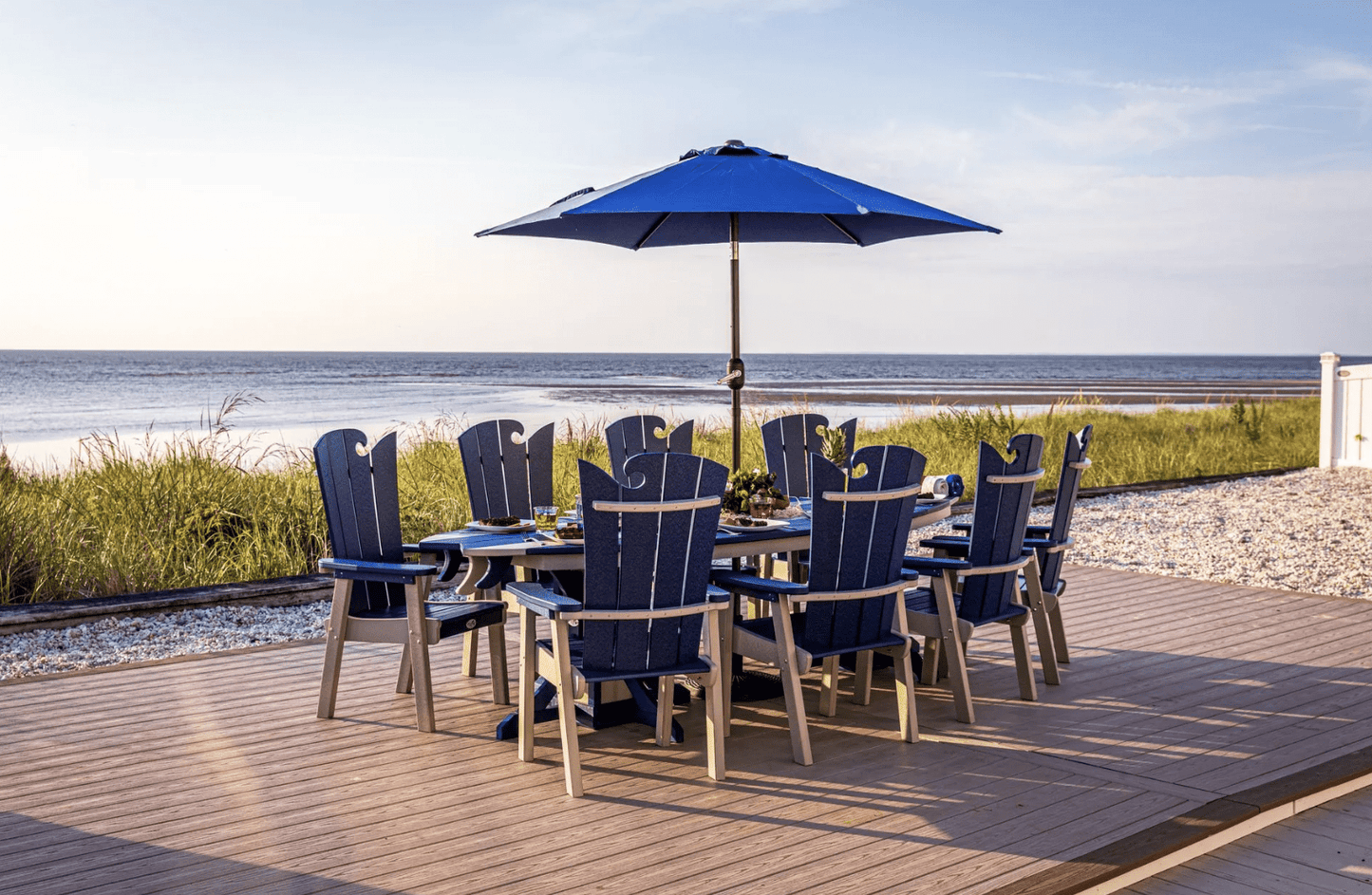 10' SurfAira Dining Height Table Set with OceanWavz Chairs (Seats 8) - Sunzout Outdoor Spaces LLC