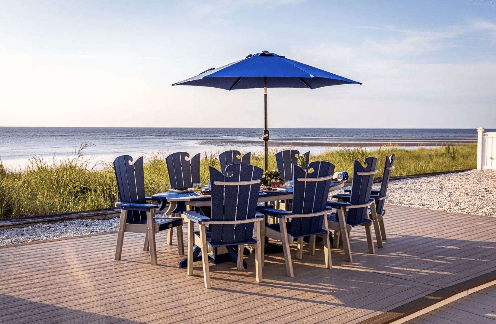 10' SurfAira Dining Height Table Set with OceanWavz Chairs (Seats 8) - Sunzout Outdoor Spaces LLC
