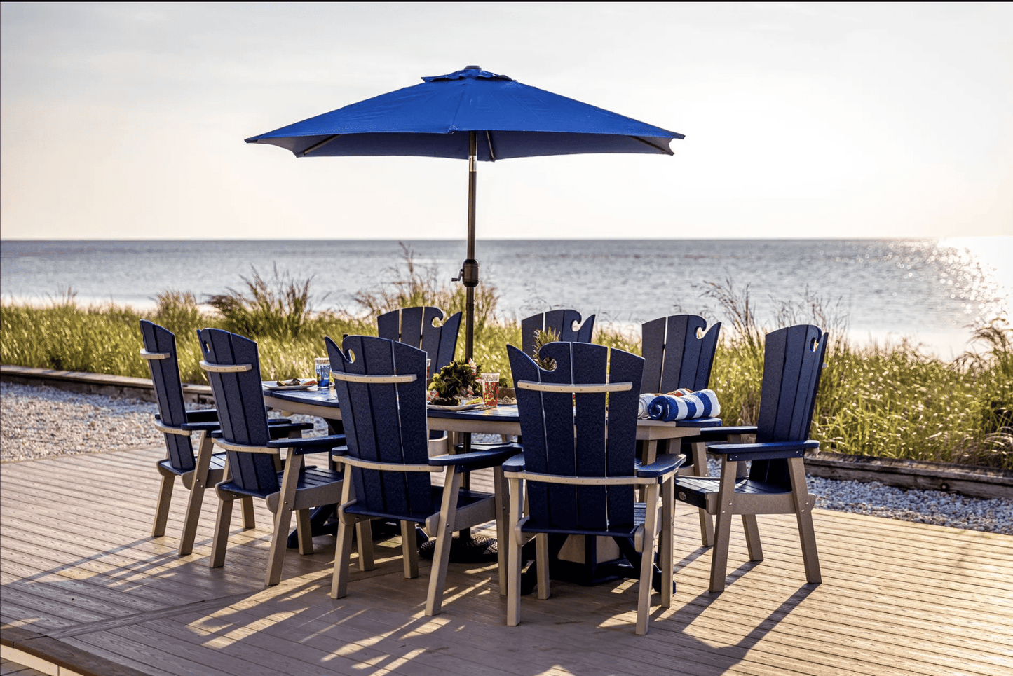 10' SurfAira Dining Height Table Set with OceanWavz Chairs (Seats 8) - Sunzout Outdoor Spaces LLC