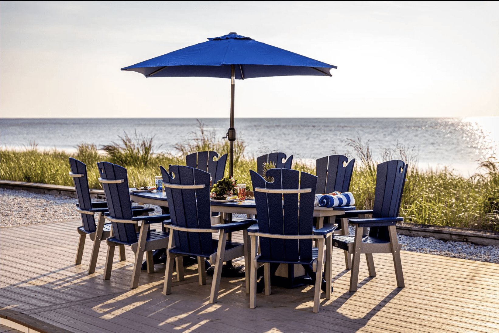 10' SurfAira Dining Height Table Set with OceanWavz Chairs (Seats 8) - Sunzout Outdoor Spaces LLC