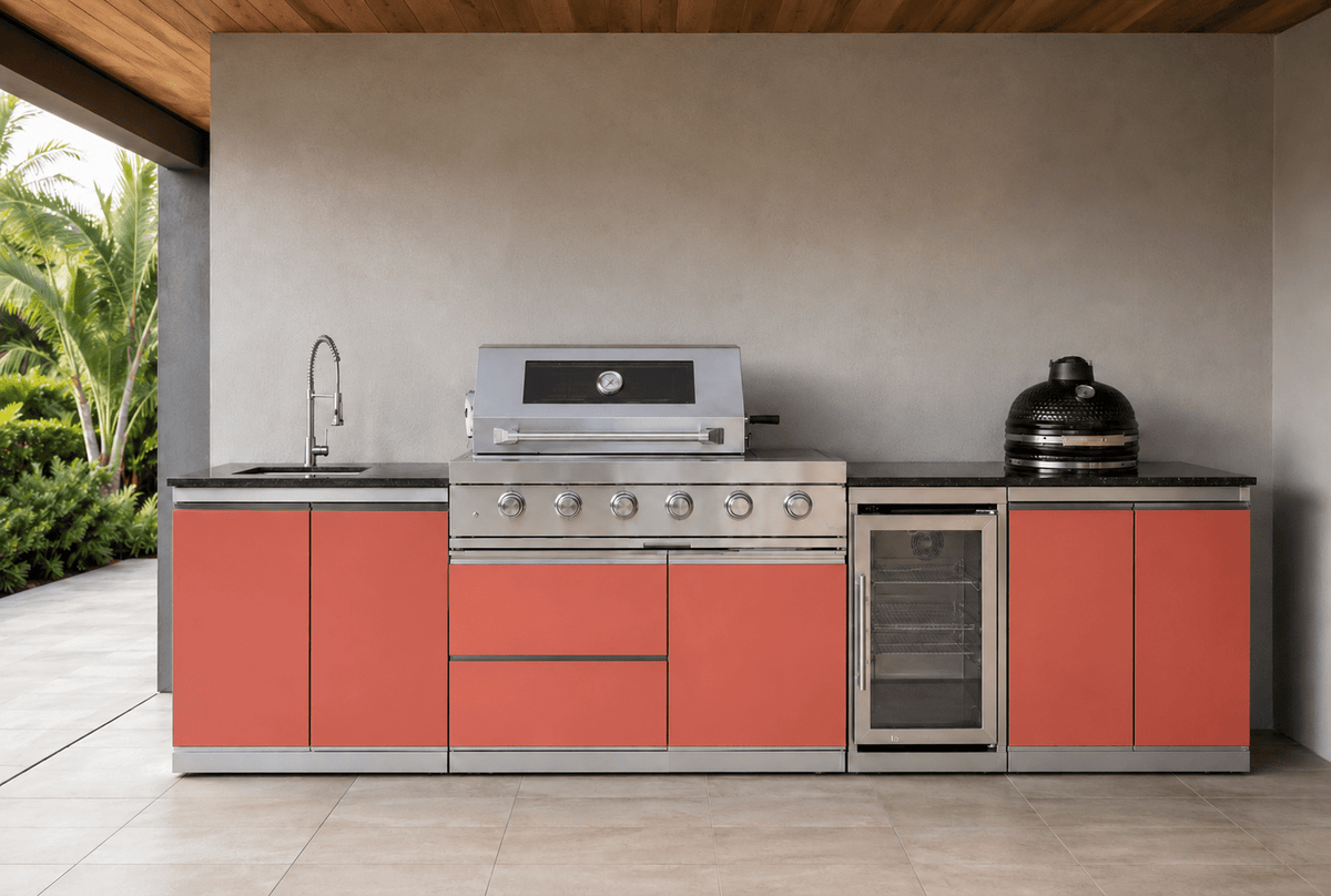 118" 304 Designer Series Stainless Steel Outdoor Kitchen with Smoker Cabinet - Sunzout Outdoor Spaces LLC