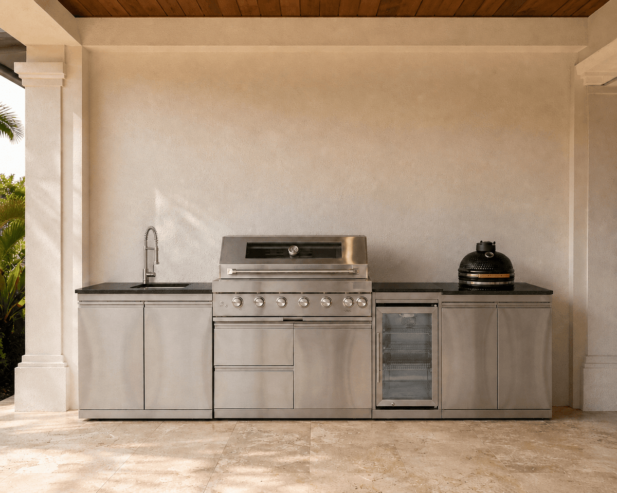 118" 304 Stainless Steel Outdoor Kitchen with Smoker Cabinet - Sunzout Outdoor Spaces LLC