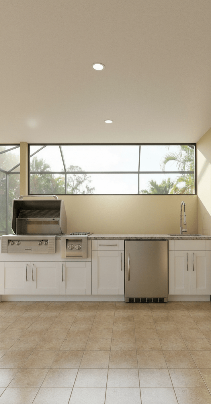 118 inch Weatherstrong Outdoor Kitchen READY for Grill, Side Burner Sink and Refrigerator - Sunzout Outdoor Spaces LLC