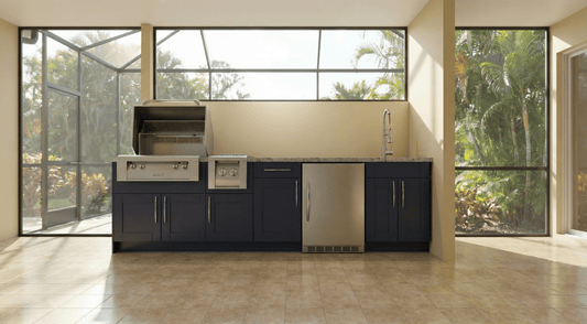 118 inch Weatherstrong Outdoor Kitchen READY for Grill, Side Burner Sink and Refrigerator - Sunzout Outdoor Spaces LLC