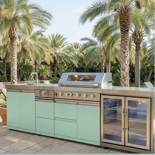 127-inch Sunzout Designer Series Stainless Steel Modular Outdoor Kitchen.