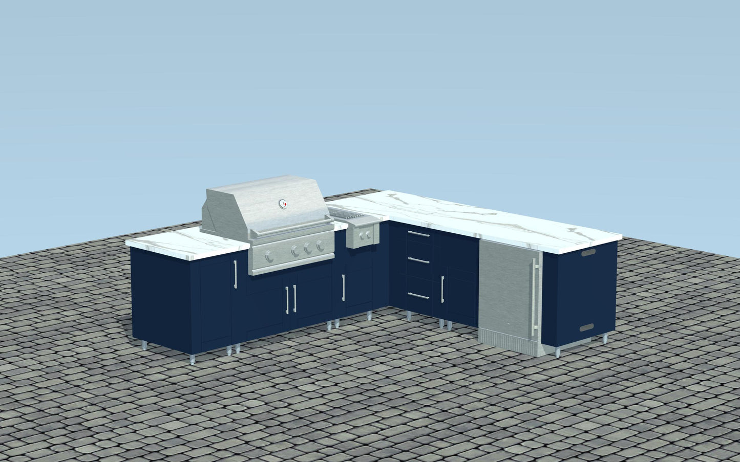 Fire Magic Appliance Package w/ Grill, Refrigerator and Side Burner Ready For 9ft.3in.x 8ft.3in. WeatherStrong L-Shaped Outdoor Kitchen