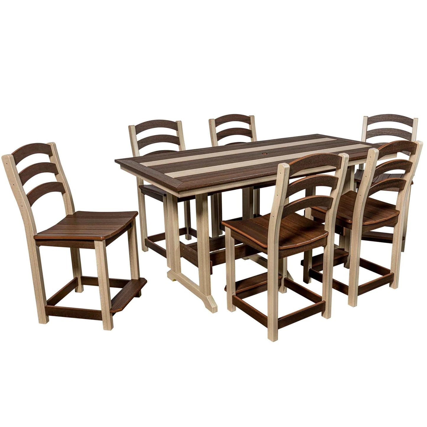 36 x 72 Seabreak Counter Table with Seabreak Counter Height Chairs (6) - Sunzout Outdoor Spaces LLC