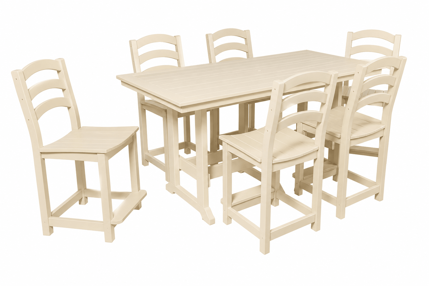 36 x 72 Seabreak Table w/ (6) Seabreak Chairs (dining, counter or bar height) FREE SHIPPING - Sunzout Outdoor Spaces LLC