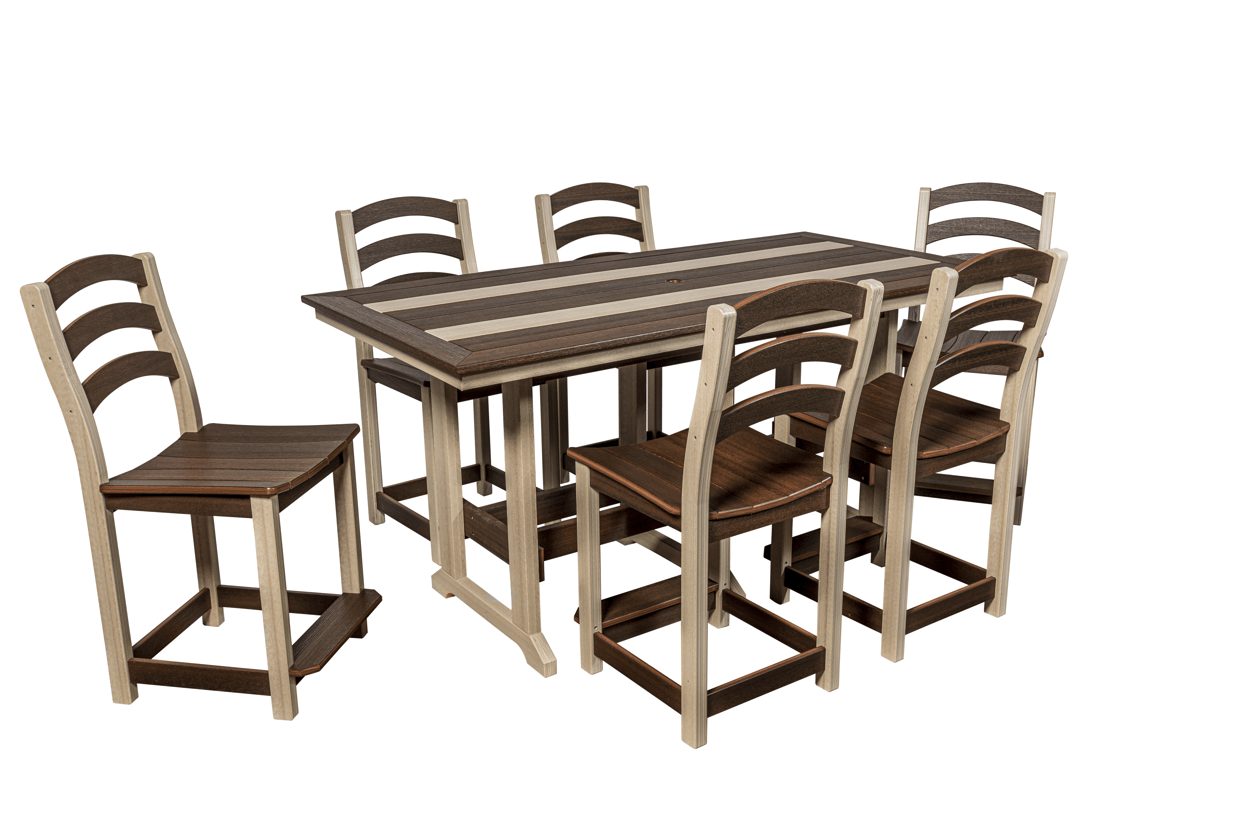 36 x 72 Seabreak Table w/ (6) Seabreak Chairs (dining, counter or bar height) FREE SHIPPING - Sunzout Outdoor Spaces LLC