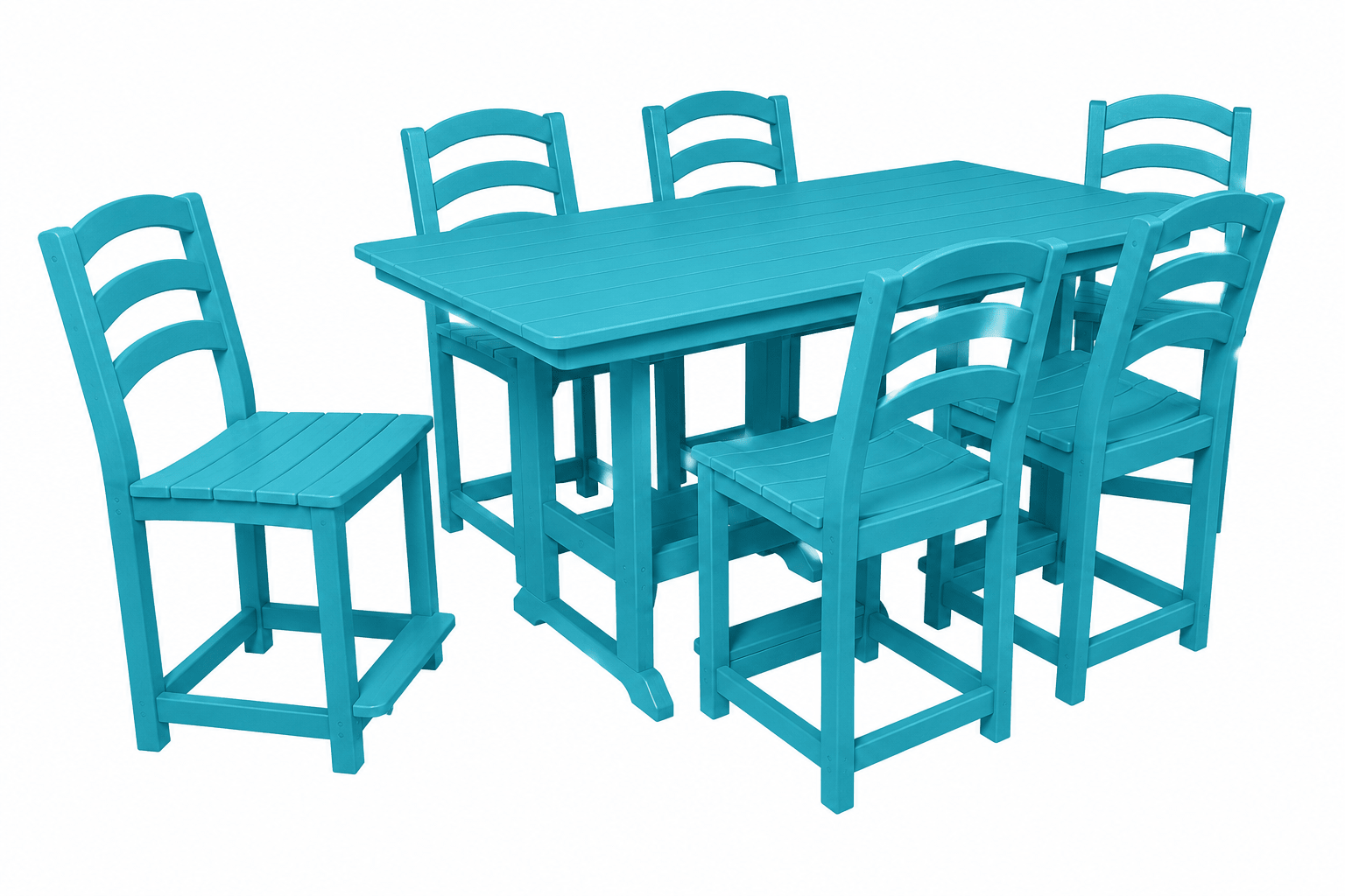 36 x 72 Seabreak Table w/ (6) Seabreak Chairs (dining, counter or bar height) FREE SHIPPING - Sunzout Outdoor Spaces LLC