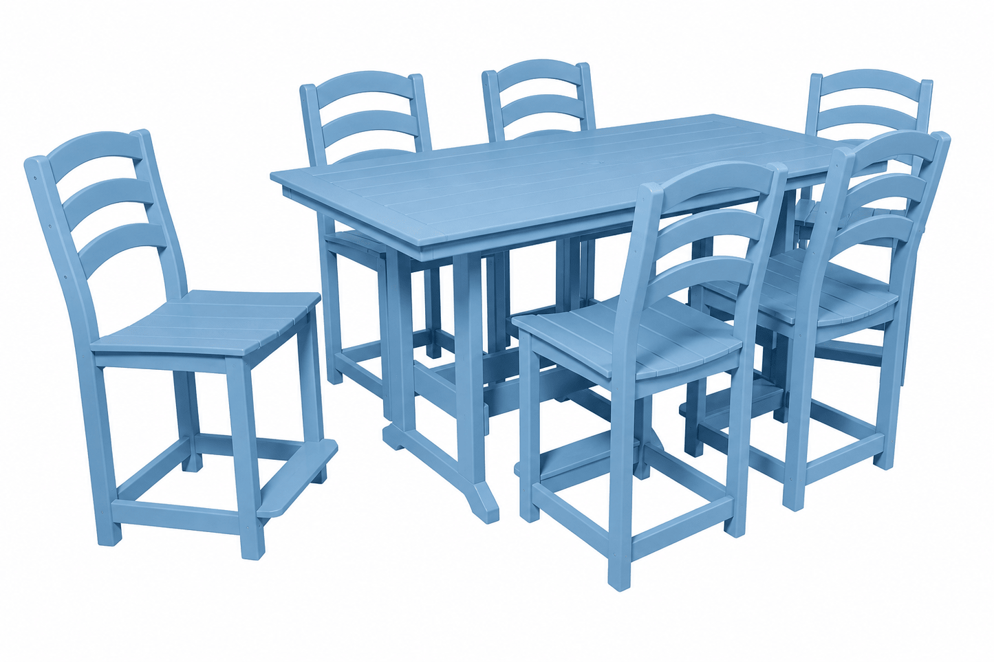 36 x 72 Seabreak Table w/ (6) Seabreak Chairs (dining, counter or bar height) FREE SHIPPING - Sunzout Outdoor Spaces LLC