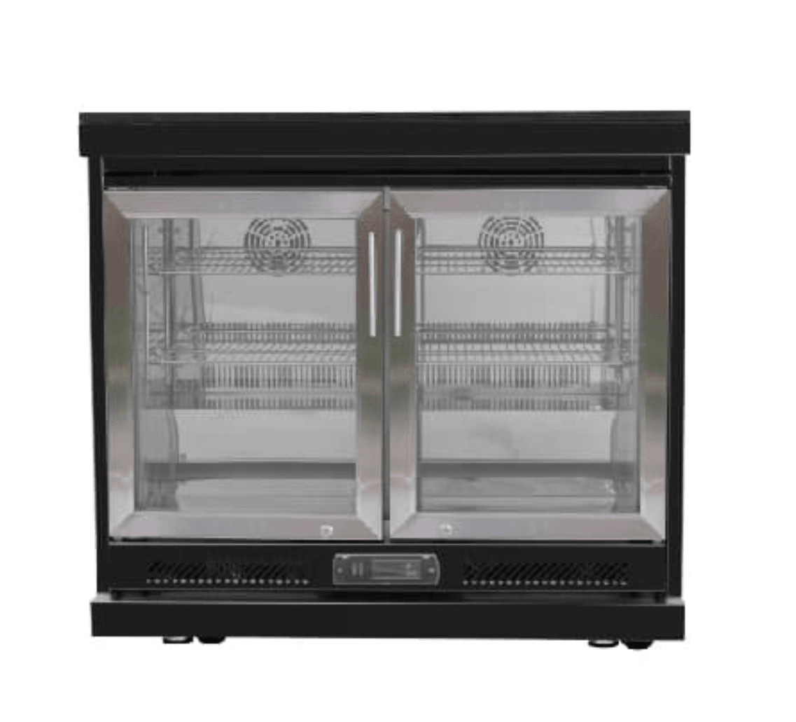38 in. Sunzout Black Steel Double Refrigerator with Cabinet For Modular Outdoor Kitchens - Sunzout Outdoor Spaces LLC