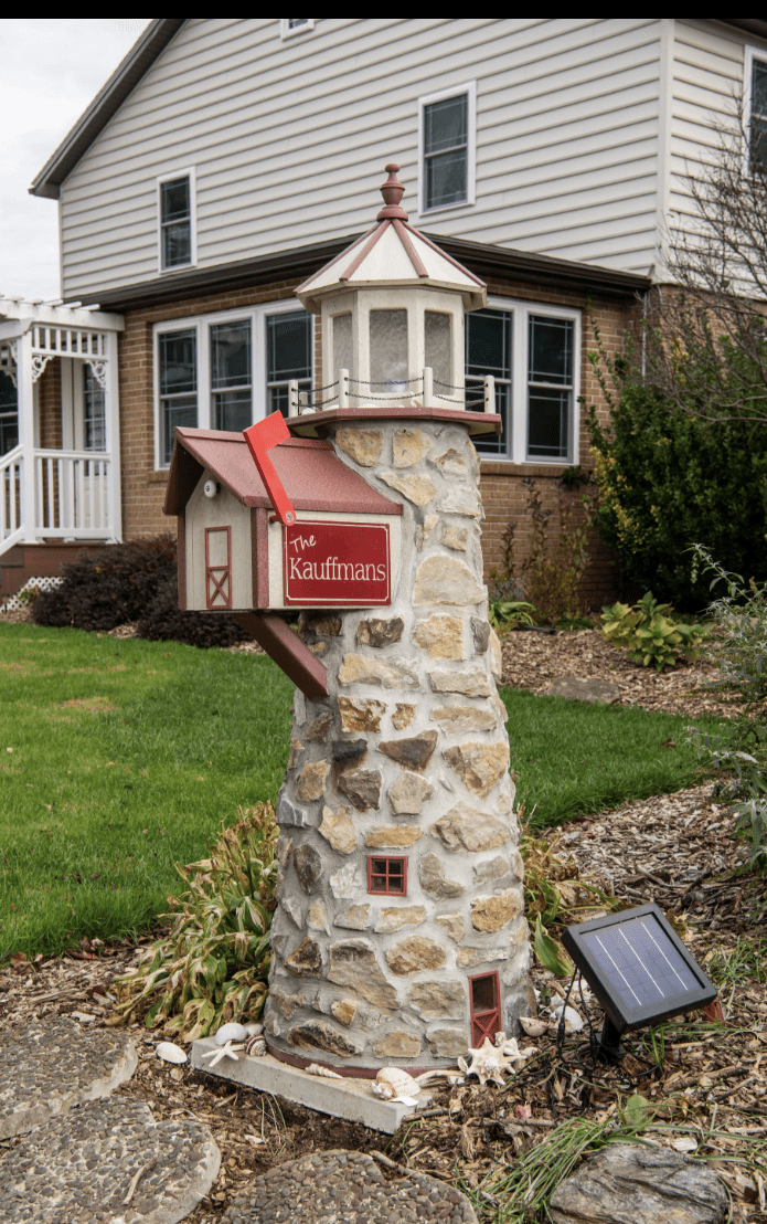 6' Stone Lighthouse w/ Mailbox - FREE SHIPPING - Sunzout Outdoor Spaces LLC