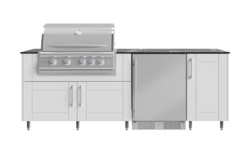 7 1/2 Ft WeatherStrong Outdoor Kitchen Island with Refrigerator and Grill - Sunzout Outdoor Spaces LLC