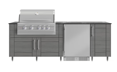 7 1/2 Ft WeatherStrong Outdoor Kitchen Island with Refrigerator and Grill - Sunzout Outdoor Spaces LLC