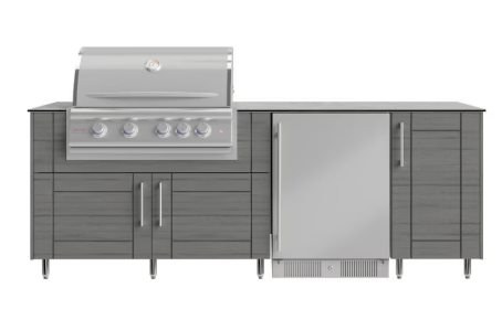 7 1/2 Ft WeatherStrong Outdoor Kitchen Island with Refrigerator and Grill - Sunzout Outdoor Spaces LLC