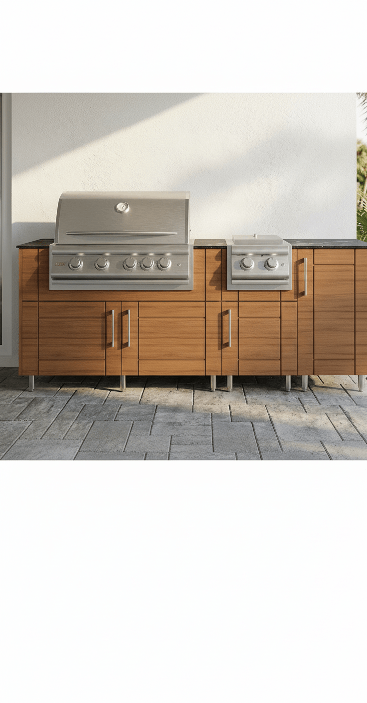 7 Ft WeatherStrong Outdoor Kitchen Island Ready For Grill and Side Burner - Sunzout Outdoor Spaces LLC