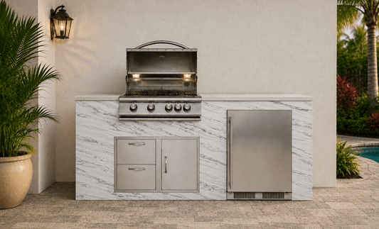 72" Artic White Outdoor Kitchen Island by Brendan William Designs - Sunzout Outdoor Spaces LLC