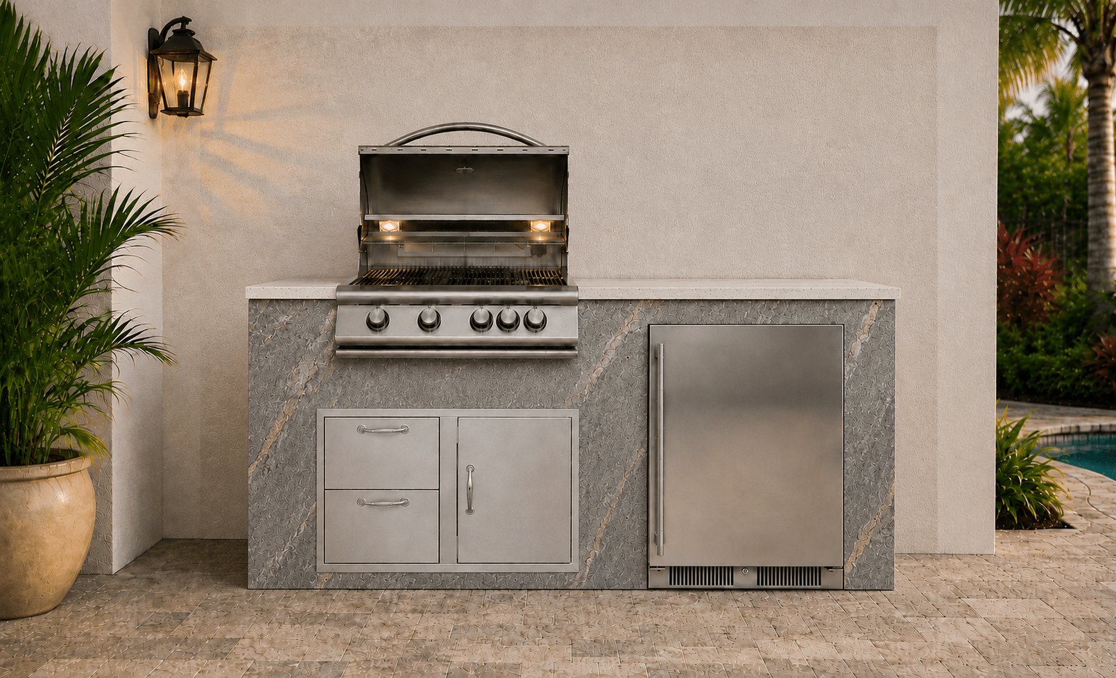 72" California Gold Outdoor Kitchen Island by Brendan William Designs - Sunzout Outdoor Spaces LLC