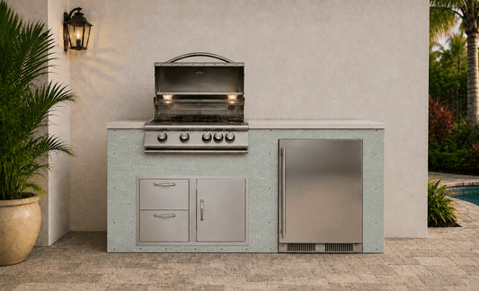 72" Green Pearl Slate Outdoor Kitchen Island by Brendan William Designs - Sunzout Outdoor Spaces LLC
