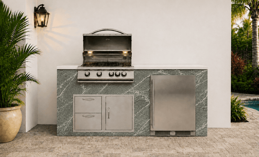 72" Green River Stone Outdoor Kitchen Island by Brendan William Designs - Sunzout Outdoor Spaces LLC