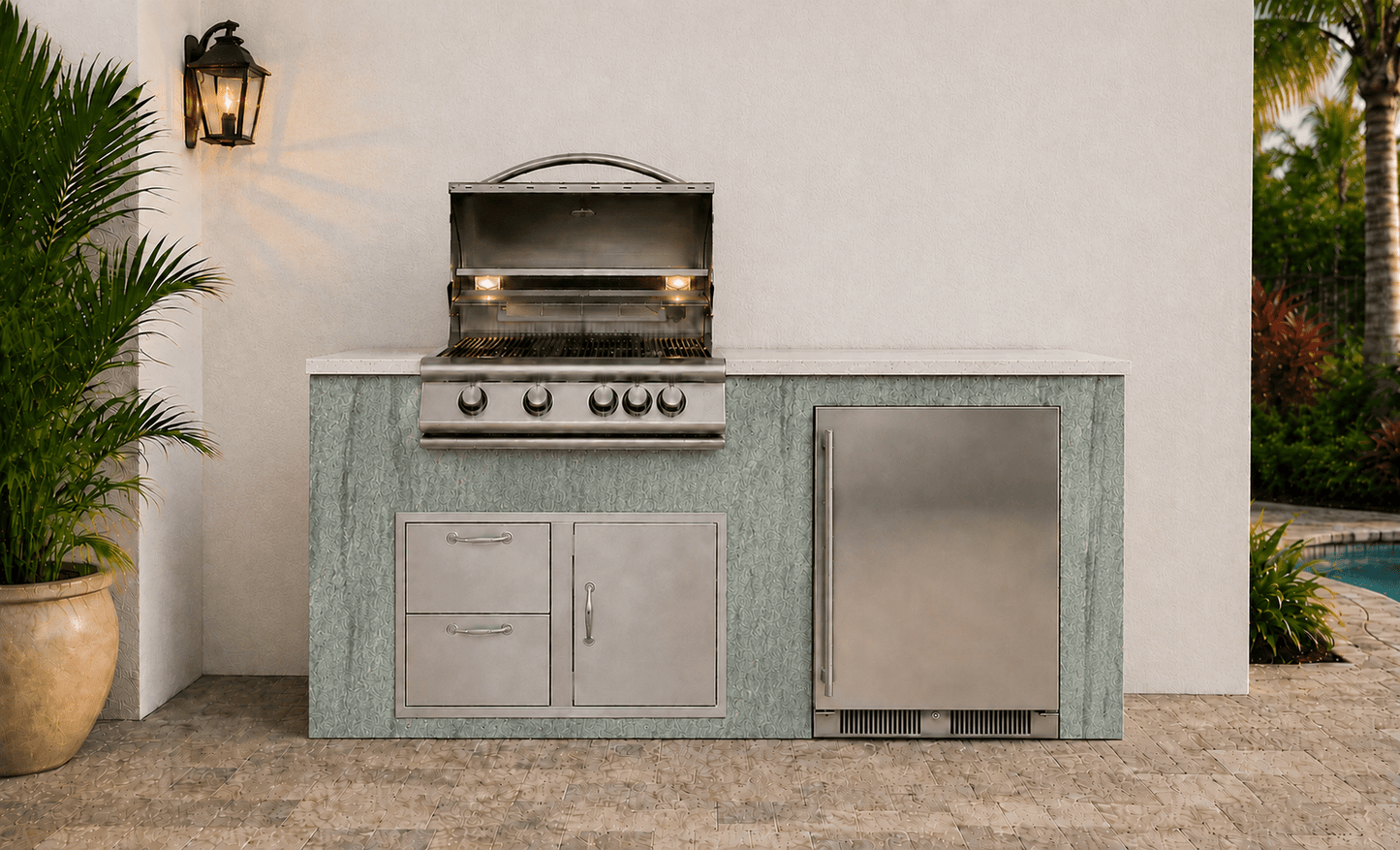 72" Jade Real Stone Outdoor Kitchen Island by Brendan William Designs - Sunzout Outdoor Spaces LLC