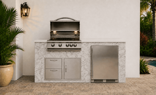 72" Pebble Beach Sandstone Outdoor Kitchen Island by Brendan William Designs - Sunzout Outdoor Spaces LLC