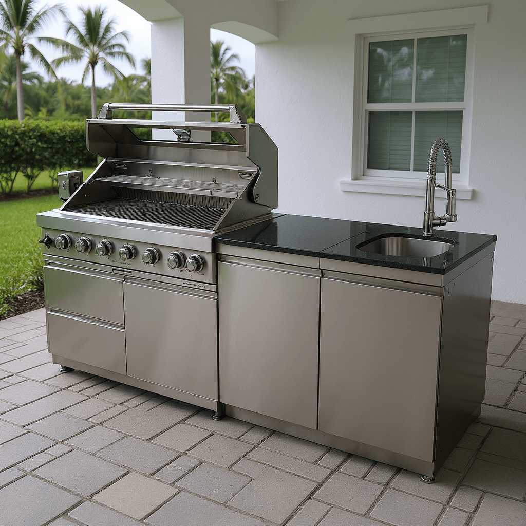 76 IN. Sunzout Stainless Steel Modular Outdoor Kitchen with 43 inch grill and 33 inch sink - Sunzout Outdoor Spaces LLC